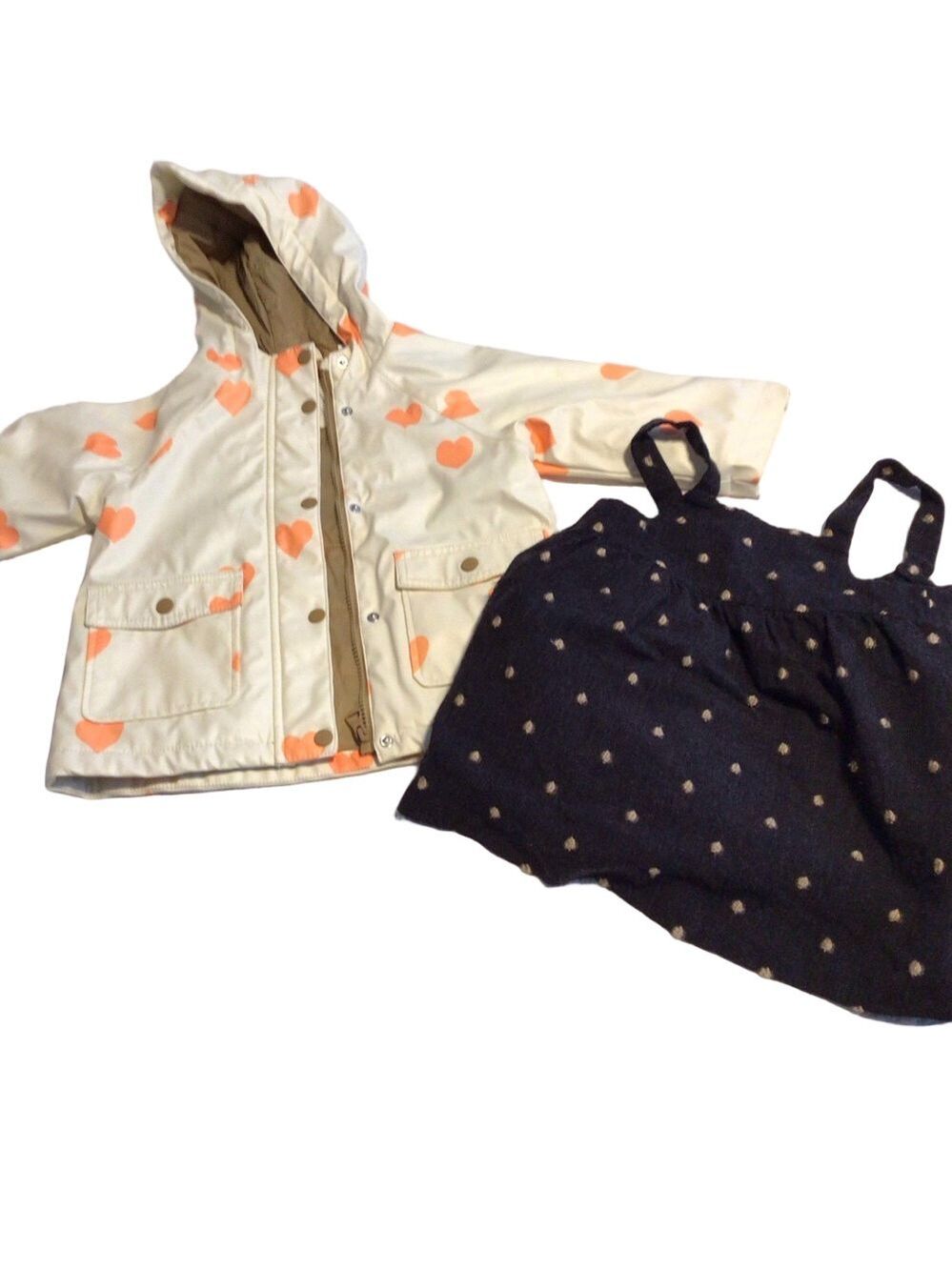 Zara Kids Hearts Raincoat & Polka Dot Jumper Bundle Sz 2–3Y
